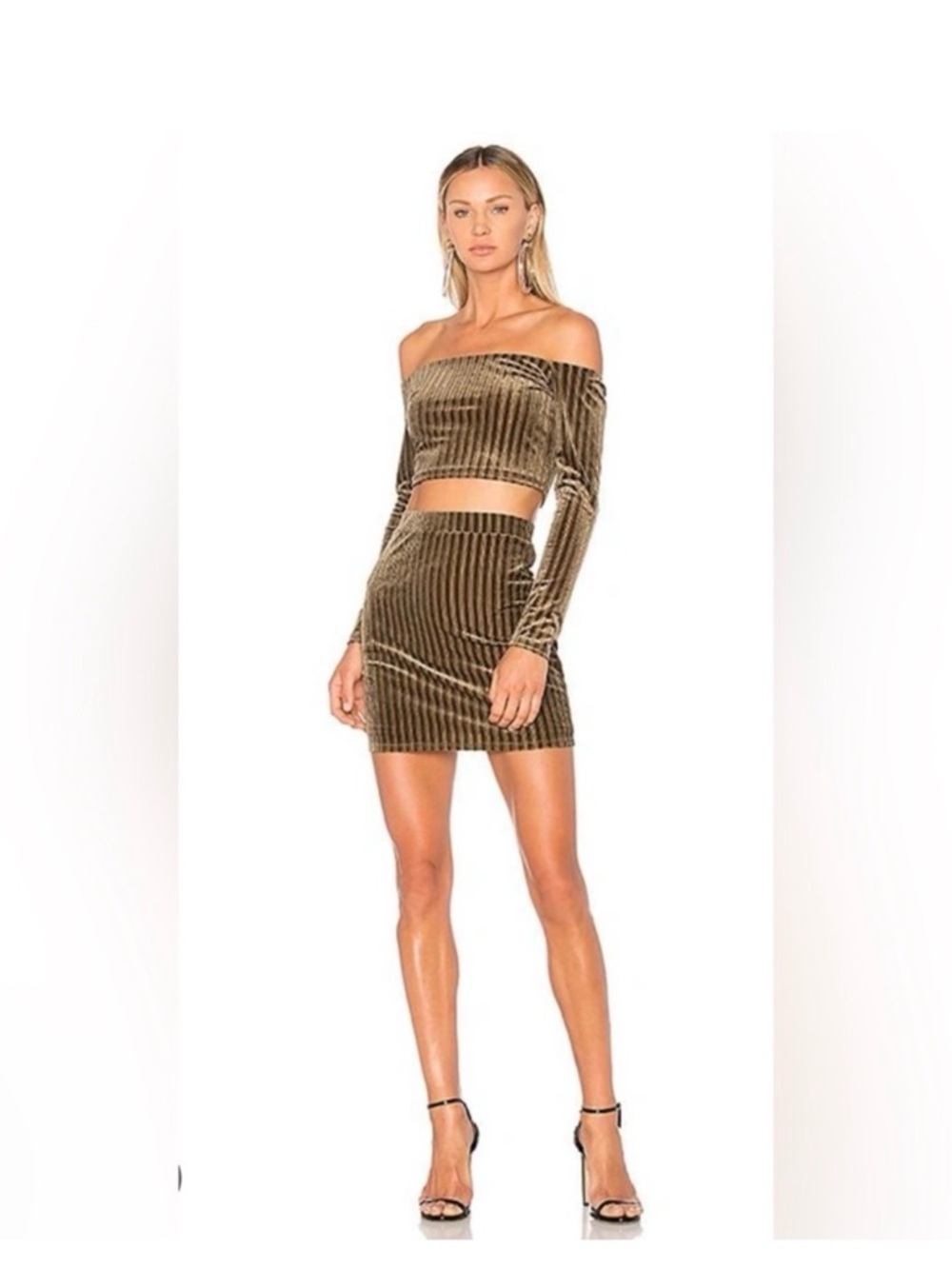 Revolve NBD Velvet Brooke & Bri Striped Mini Skirt